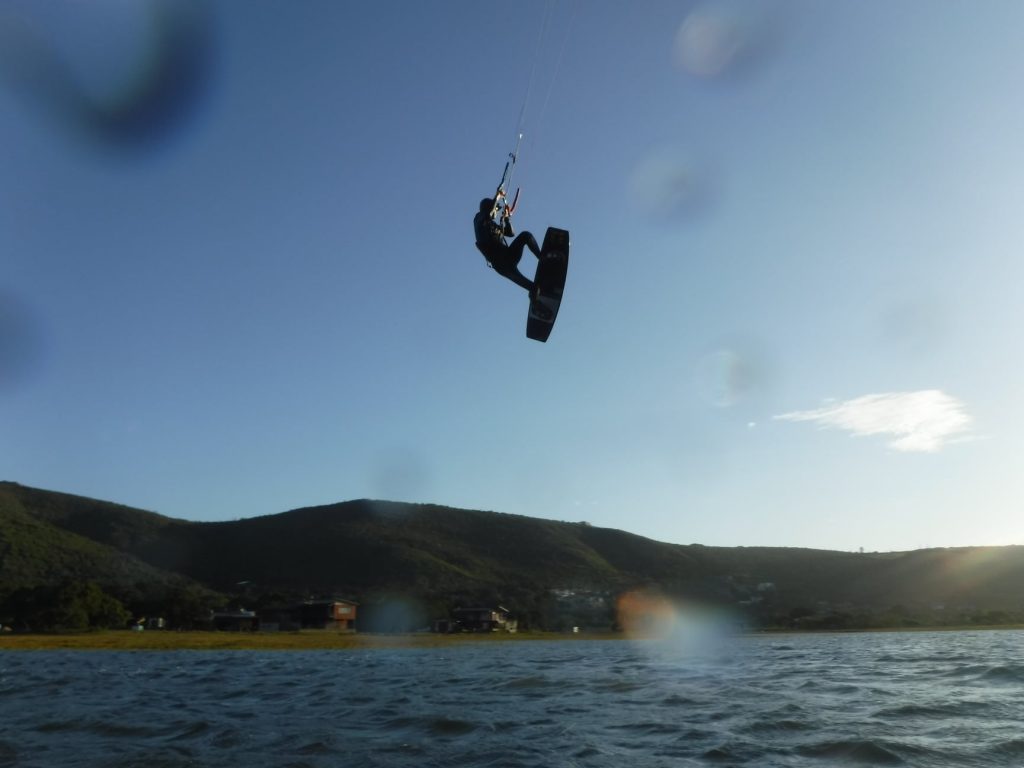 Life Kitesurfing Coach Stuart Barnes enjoying time in the air.